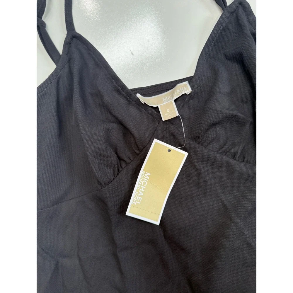 Michael Kors Black Ruffle Hem Mini Dress V-Neck Spaghetti Strap NWT Small